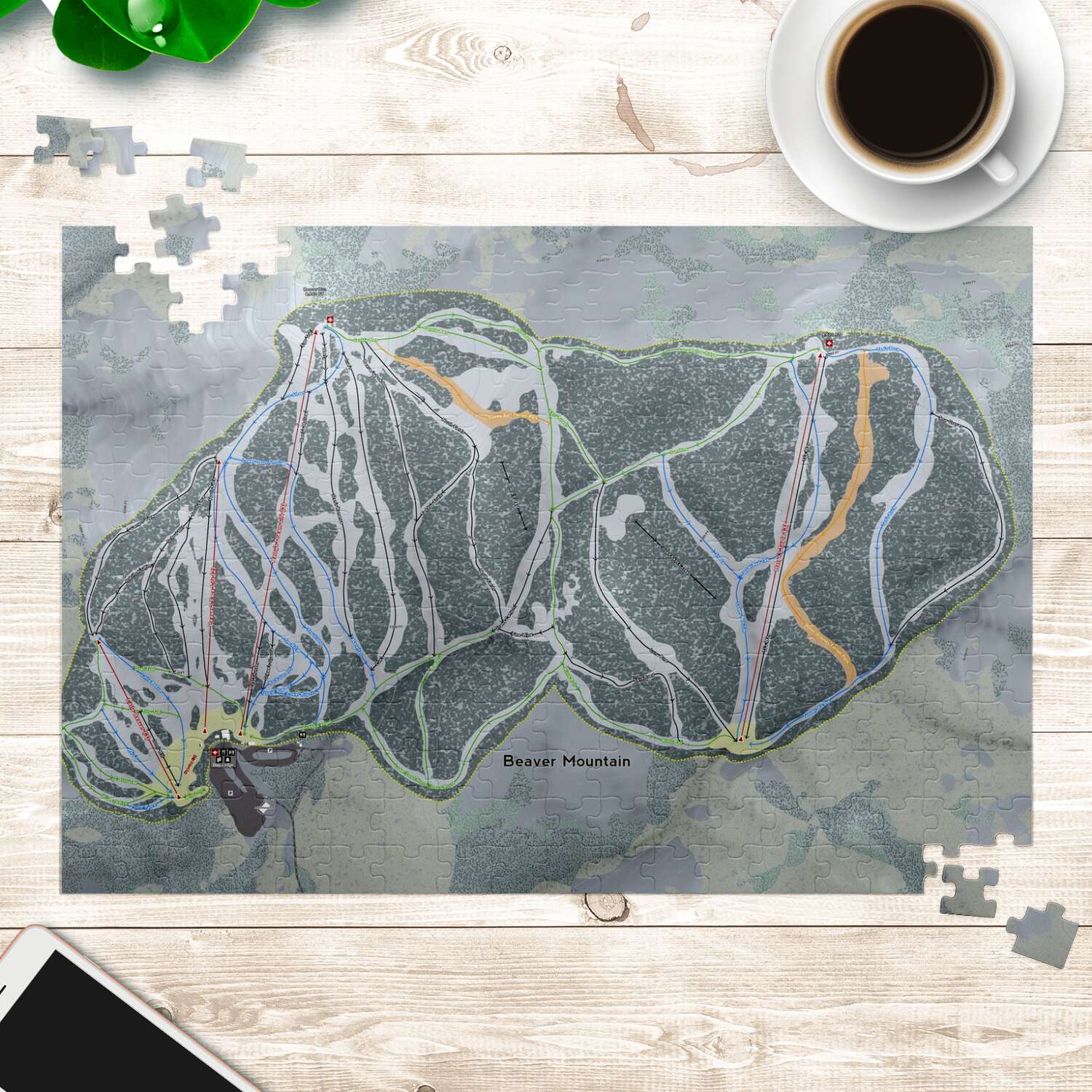 Beaver Mountain, Utah Ski Trail Map Puzzle - Powderaddicts