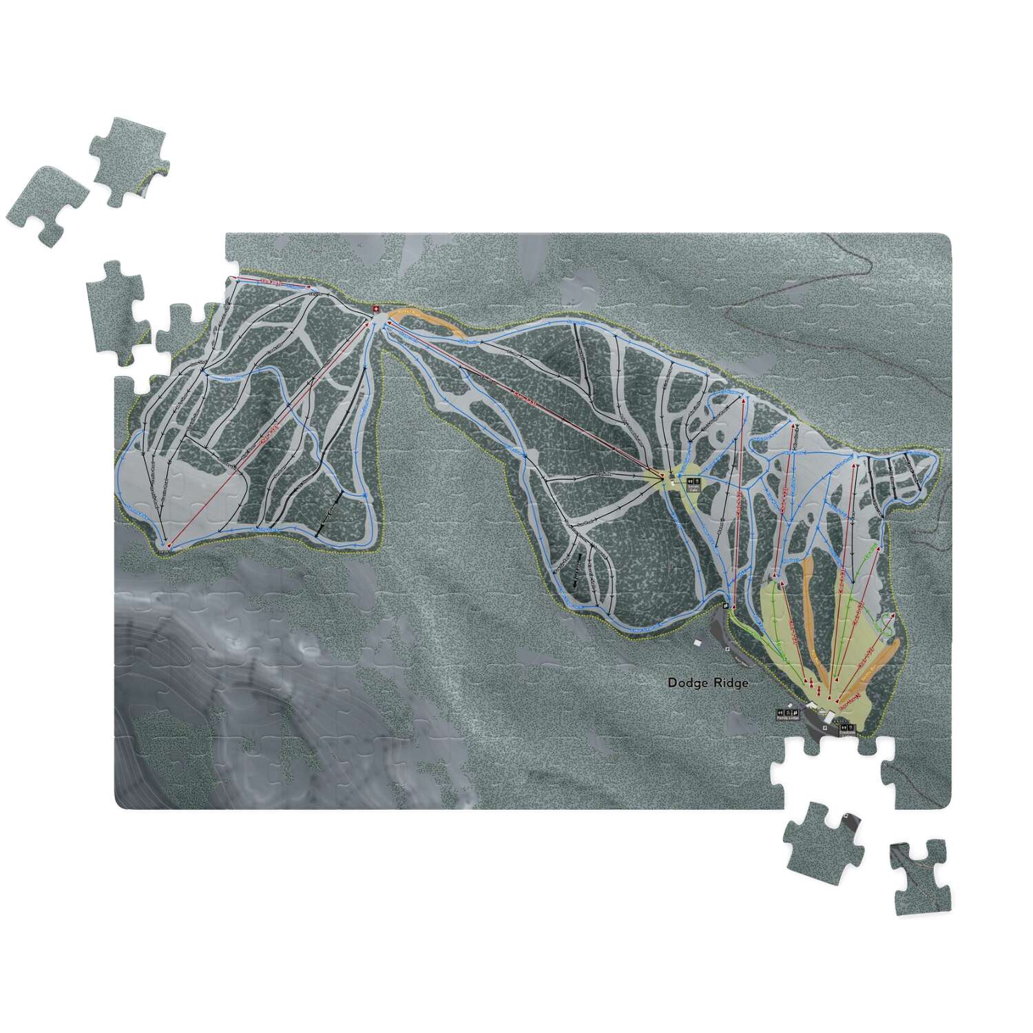 Dodge Ridge, California Ski Trail Map Puzzle - Powderaddicts