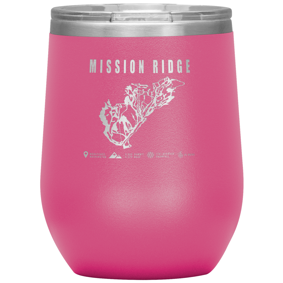 Mission Ridge, Washington Ski Trail Map Wine 12oz Tumbler - Powderaddicts