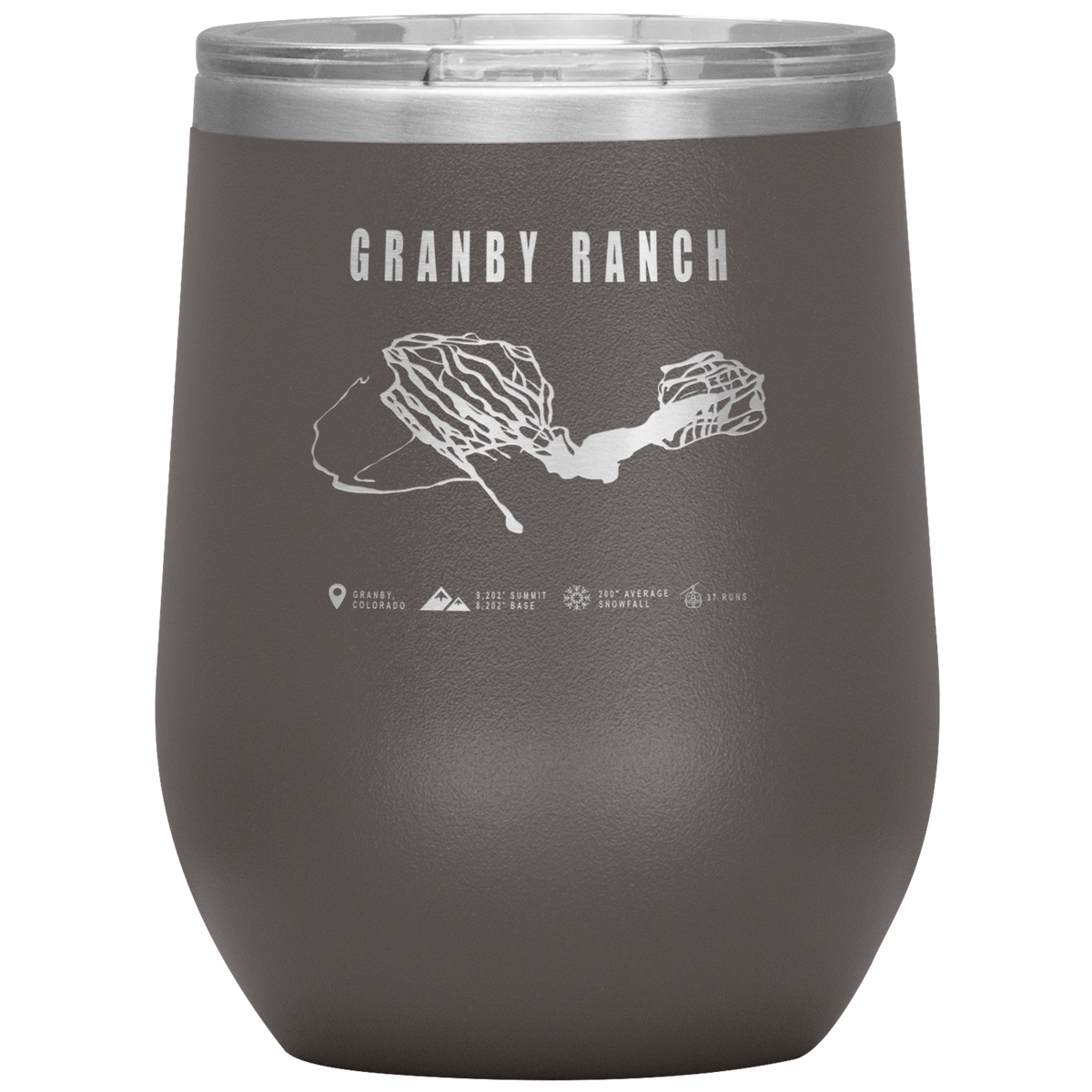 Granby Ranch Colorado Ski Trail Map Wine 12oz Tumbler - Powderaddicts