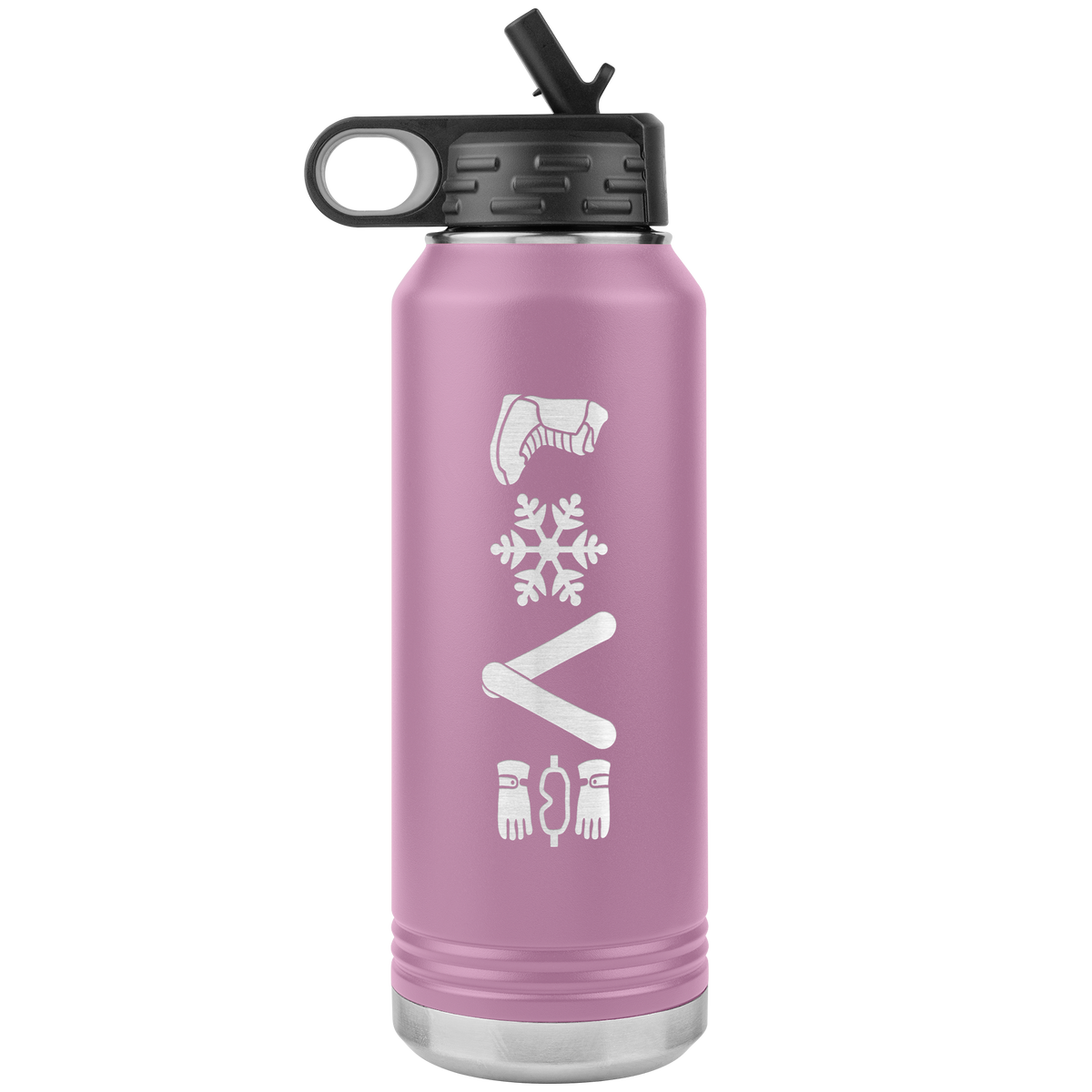 Love Snowboard Symbols 32oz Water Bottle Tumbler - Powderaddicts