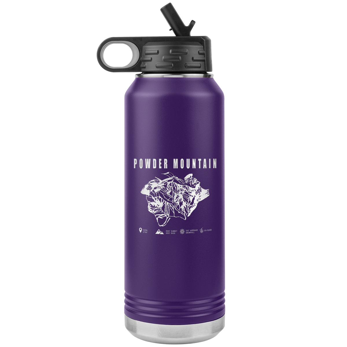 Powder Mountain,Utah Ski Trail Map 32oz Water Bottle Tumbler - Powderaddicts
