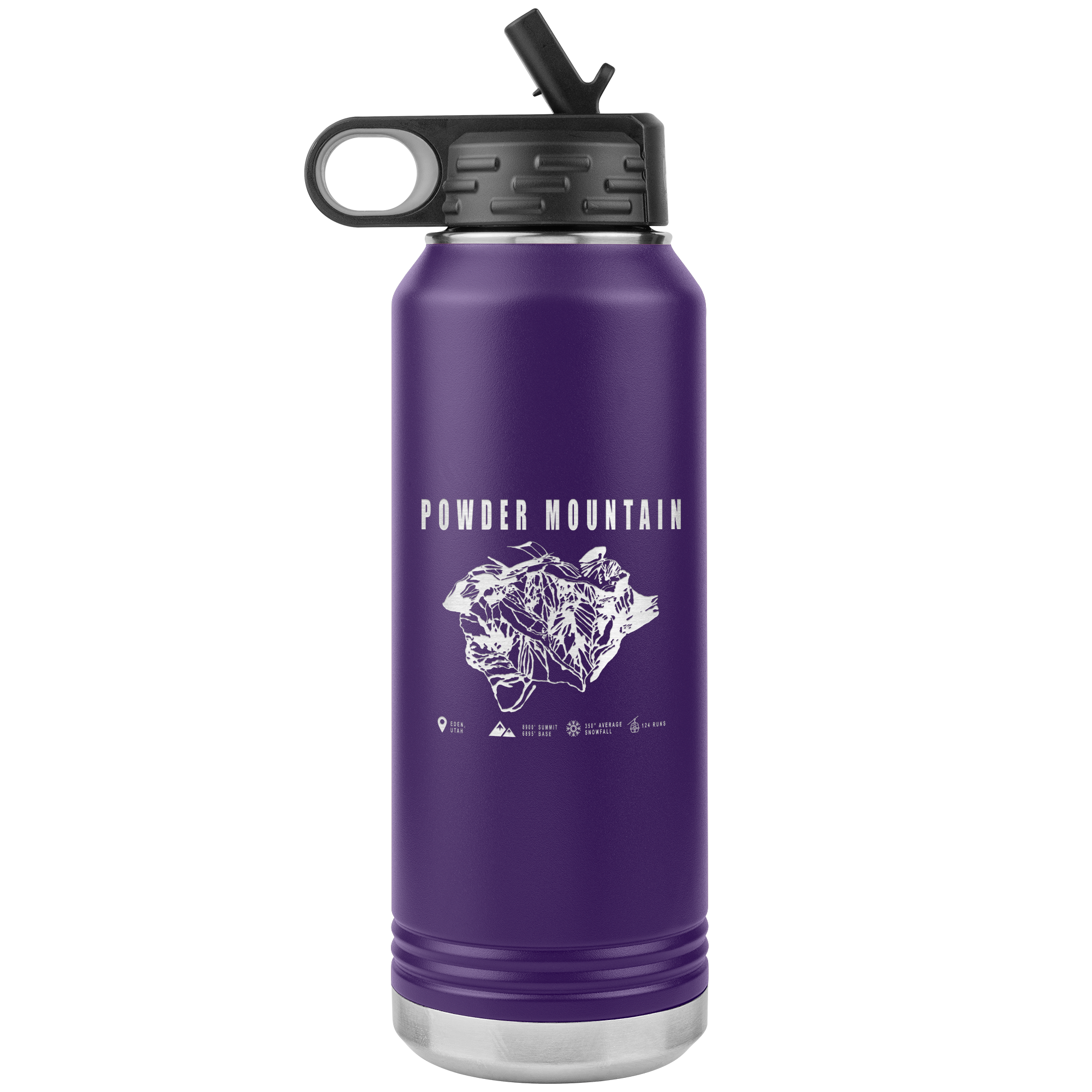 Powder Mountain,Utah Ski Trail Map 32oz Water Bottle Tumbler - Powderaddicts