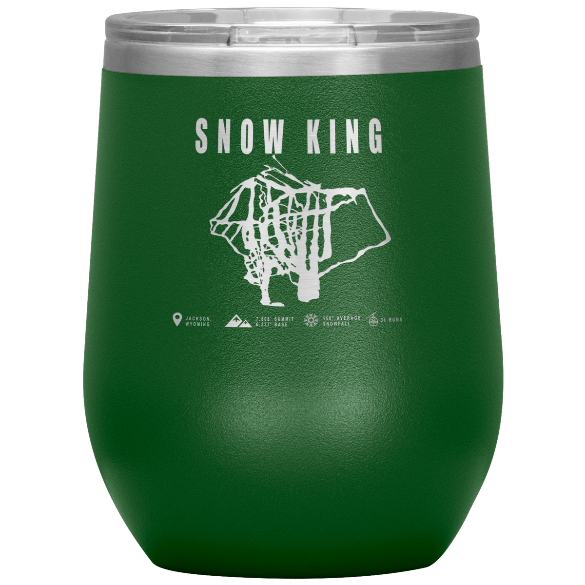 Snow King Wyoming Ski Trail Map Wine 12oz Tumbler - Powderaddicts