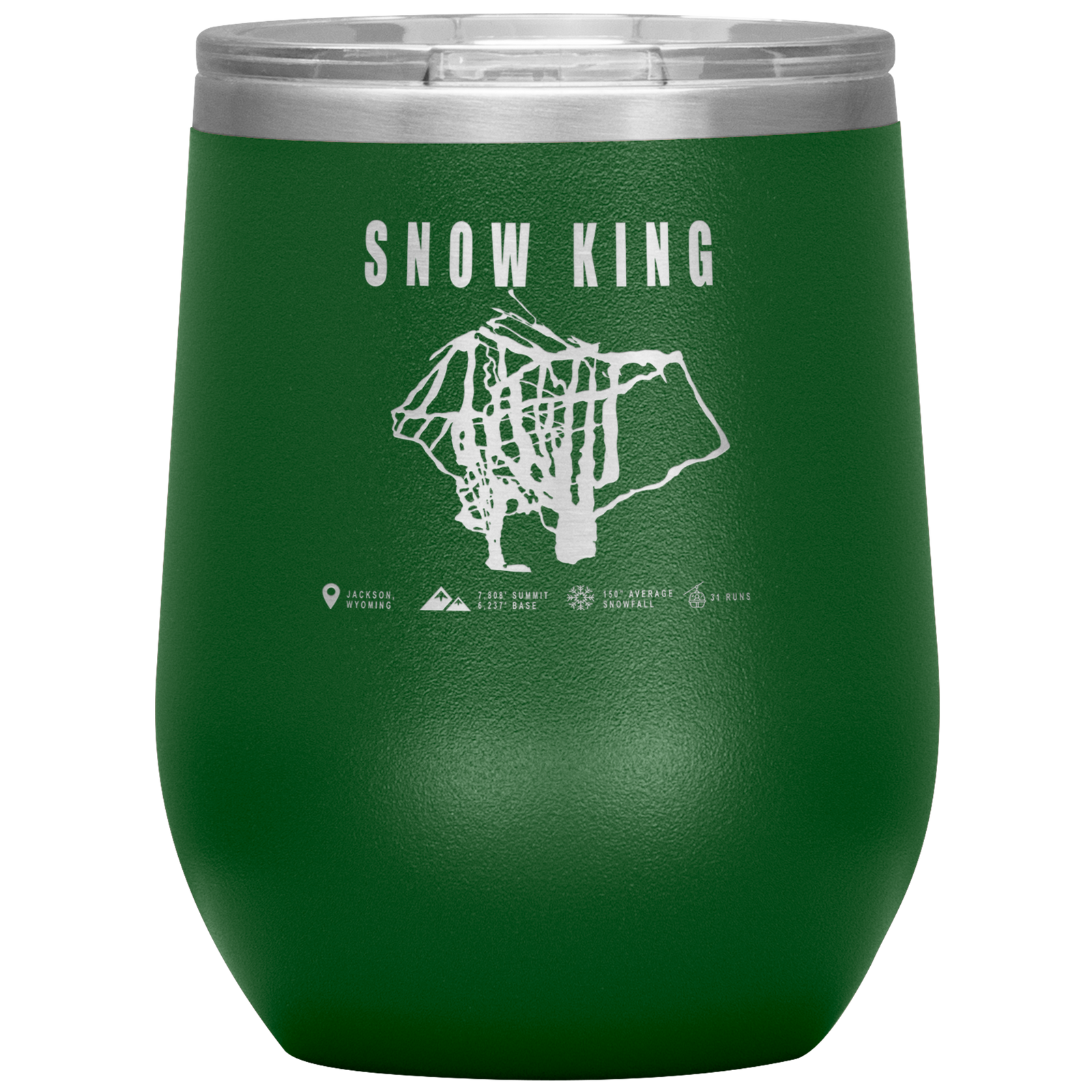 Snow King Wyoming Ski Trail Map Wine 12oz Tumbler - Powderaddicts