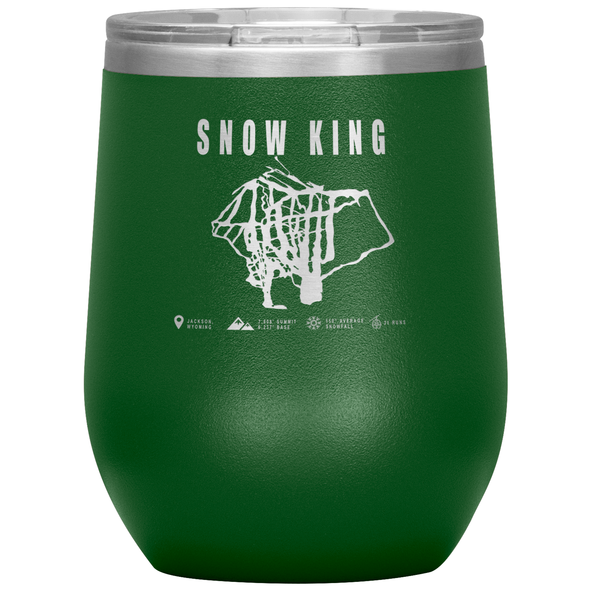 Snow King Wyoming Ski Trail Map Wine 12oz Tumbler - Powderaddicts