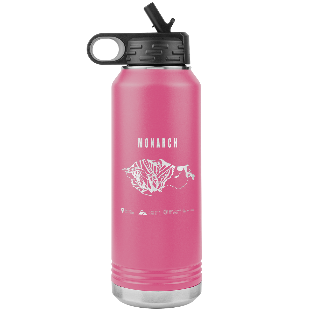 Monarch Colorado Ski Trail Map 32oz Water Bottle Tumbler - Powderaddicts