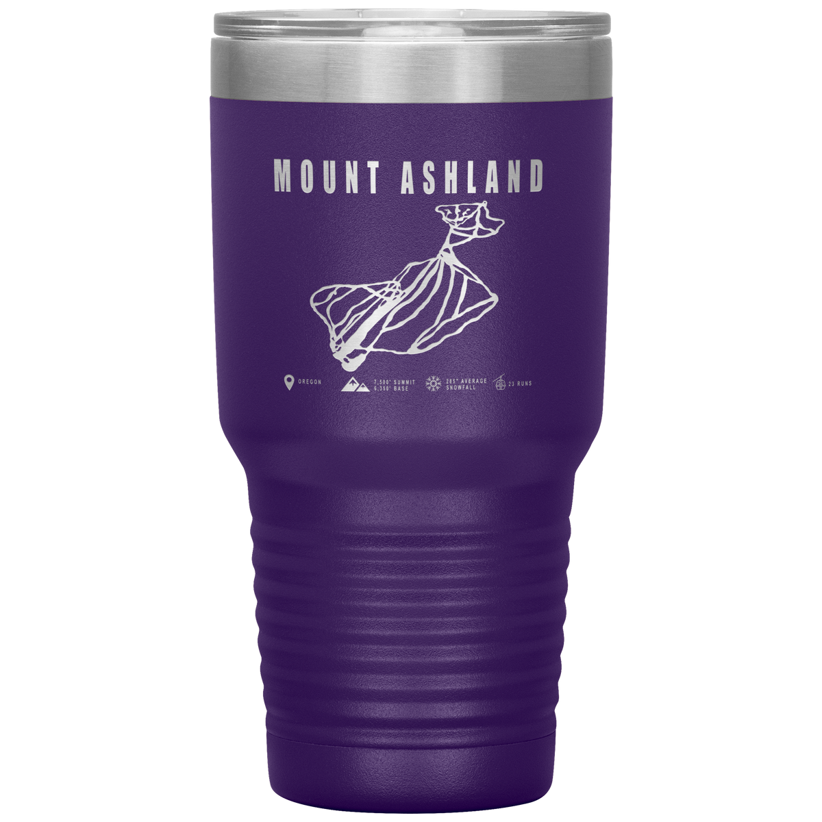 Mount Ashland, Oregon Ski Trail Map 30oz Tumbler - Powderaddicts