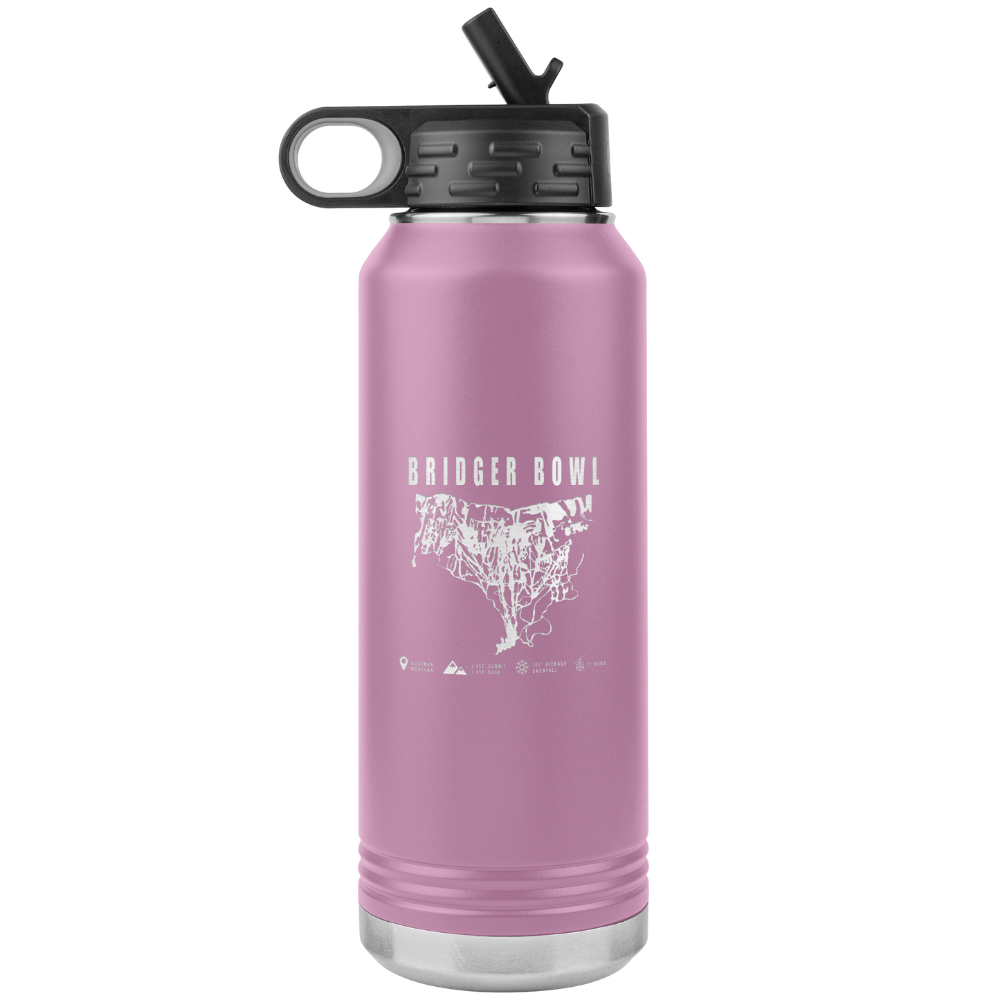 Bridger Bowl Montana Ski Trail Map 32oz Water Bottle Tumbler - Powderaddicts