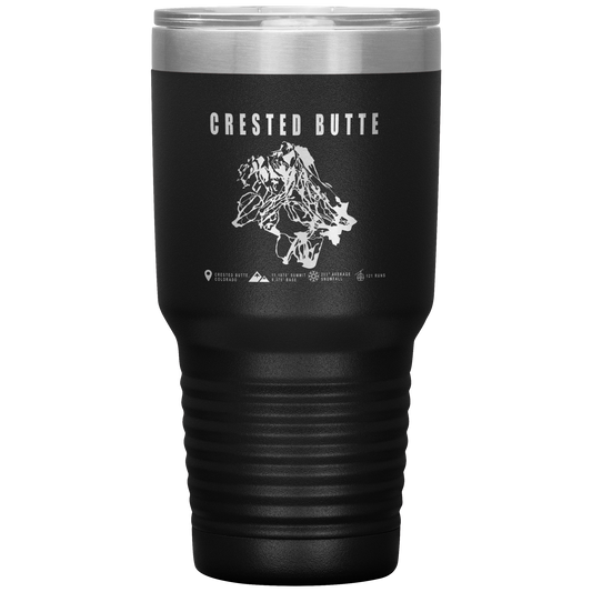 Crested Butte Colorado Ski Trail Map 30oz Tumbler - Powderaddicts