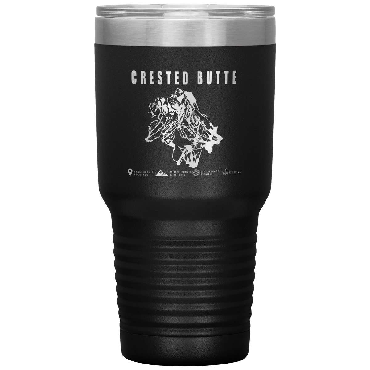 Crested Butte Colorado Ski Trail Map 30oz Tumbler - Powderaddicts