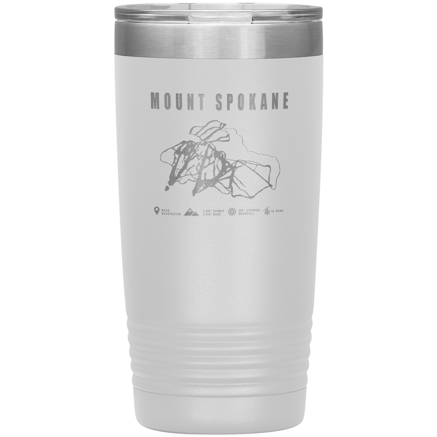 Mount Spokane, Washington Ski Trail Map 20oz Tumbler - Powderaddicts