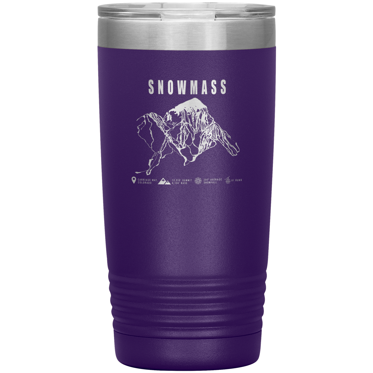 Snowmass Colorado Ski Trail Map 20oz Tumbler - Powderaddicts