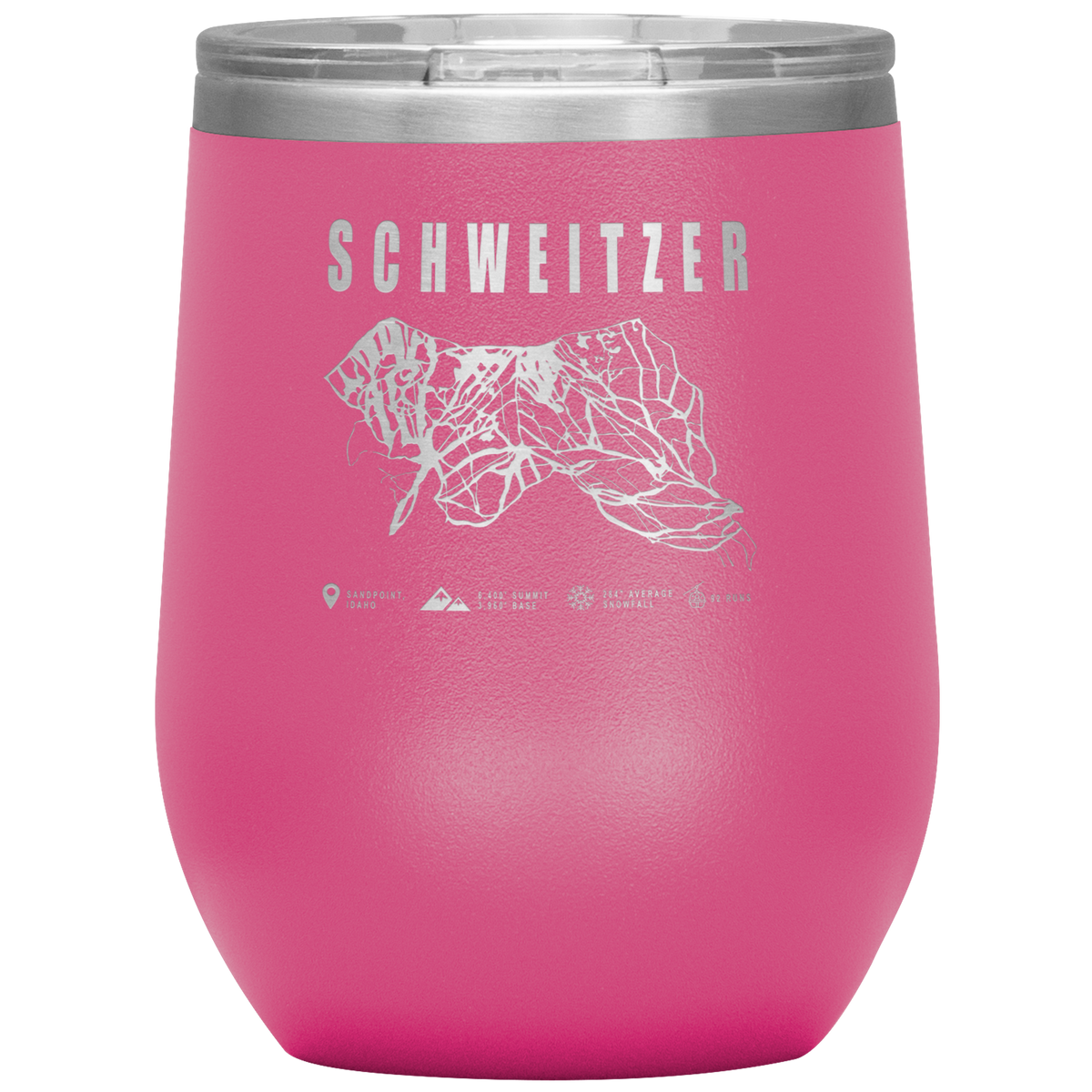 Schweitzer Idaho Ski Trail Map Wine 12oz Tumbler - Powderaddicts