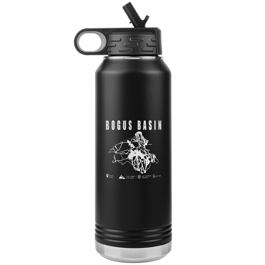Bogus Basin Idaho Ski Trail Map 32oz Water Bottle Tumbler - Powderaddicts