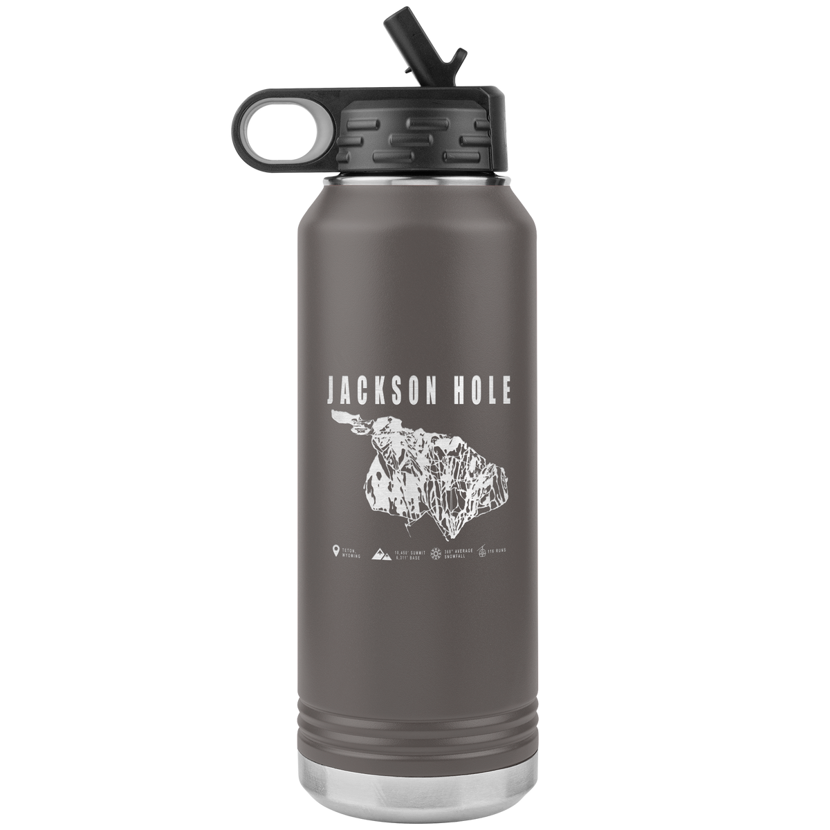 Jackson Hole Wyoming Ski Trail Map 32oz Water Bottle Tumbler - Powderaddicts