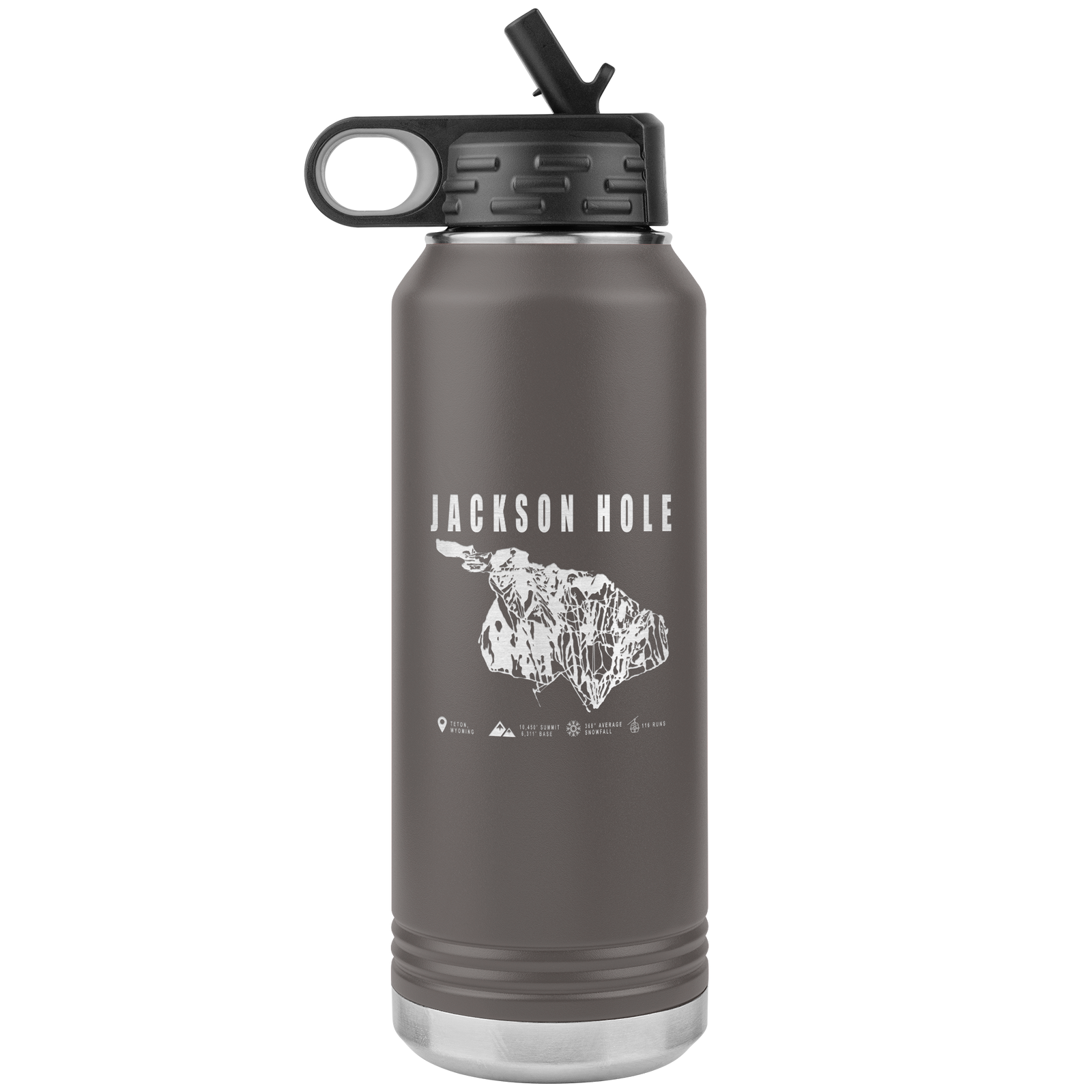 Jackson Hole Wyoming Ski Trail Map 32oz Water Bottle Tumbler - Powderaddicts
