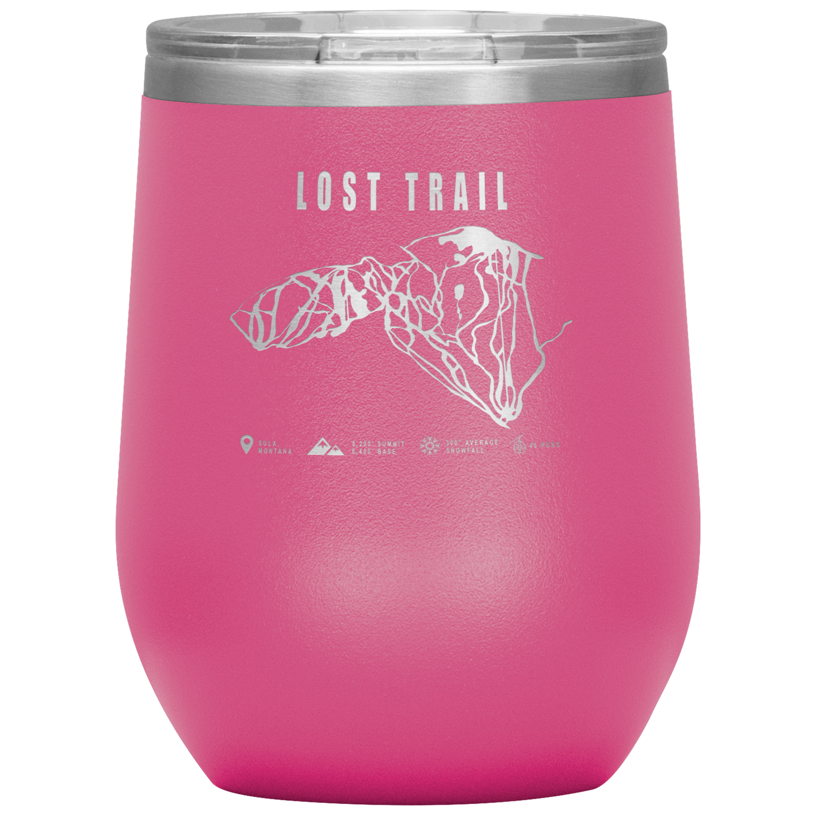 Lost Trail Montana Ski Trail Map Wine 12oz Tumbler - Powderaddicts