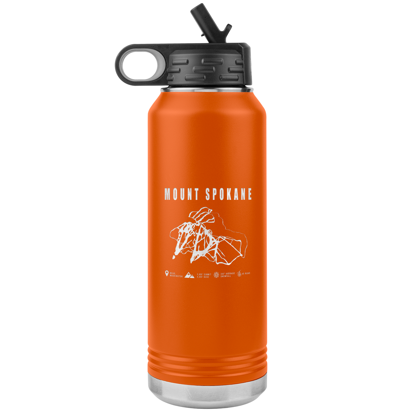 Mount Spokane, Washington Ski Trail Map 32oz Water Bottle Tumbler - Powderaddicts