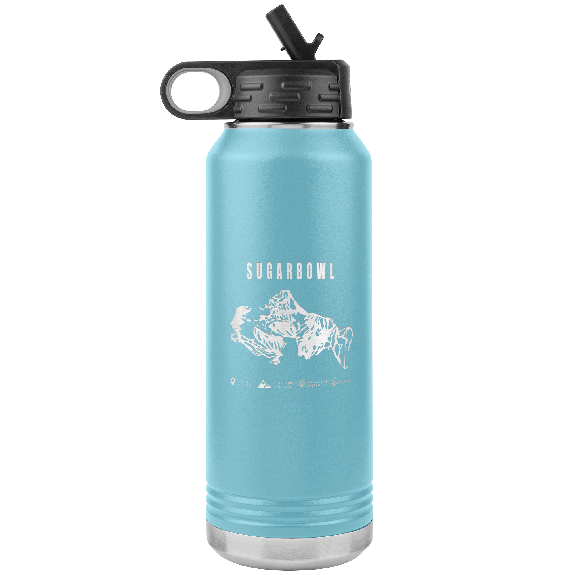 Sugarbowl, California Ski Trail Map 32oz Water Bottle Tumbler - Powderaddicts