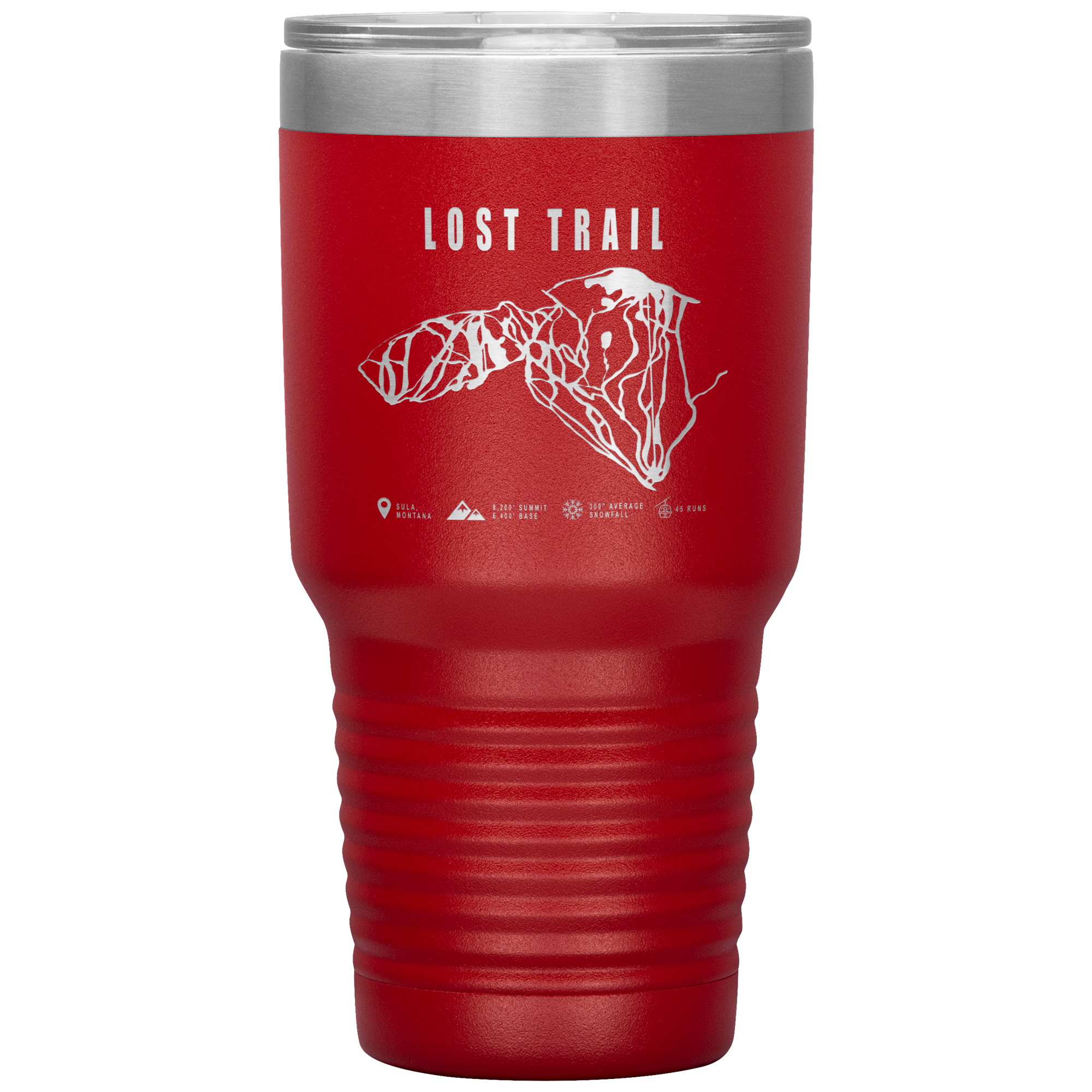 Lost Trail Montana Ski Trail Map 30oz Tumbler - Powderaddicts