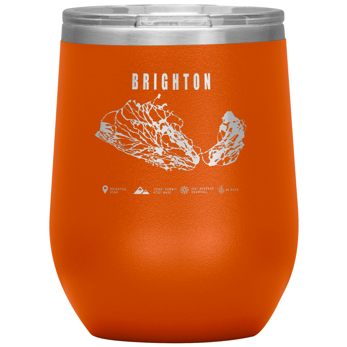 Brighton,Utah Ski Trail Map Wine 12oz Tumbler - Powderaddicts