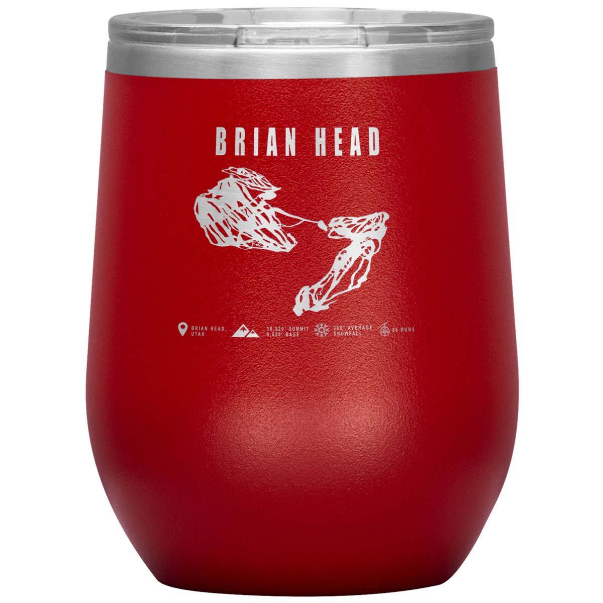 Brian Head,Utah Ski Trail Map Wine 12oz Tumbler - Powderaddicts