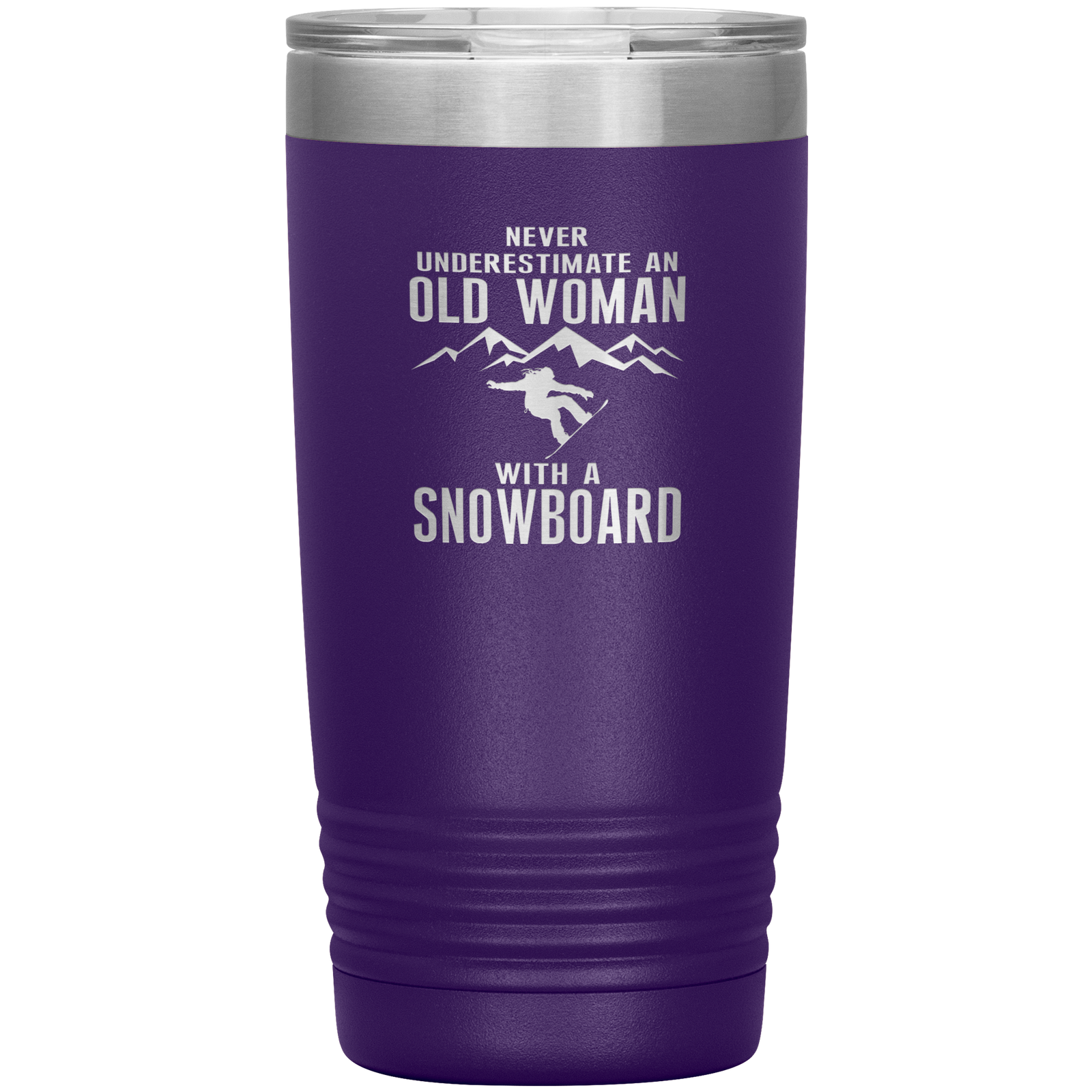 Never Underestimate An Old Woman With A Snowboard 20oz Tumbler - Powderaddicts