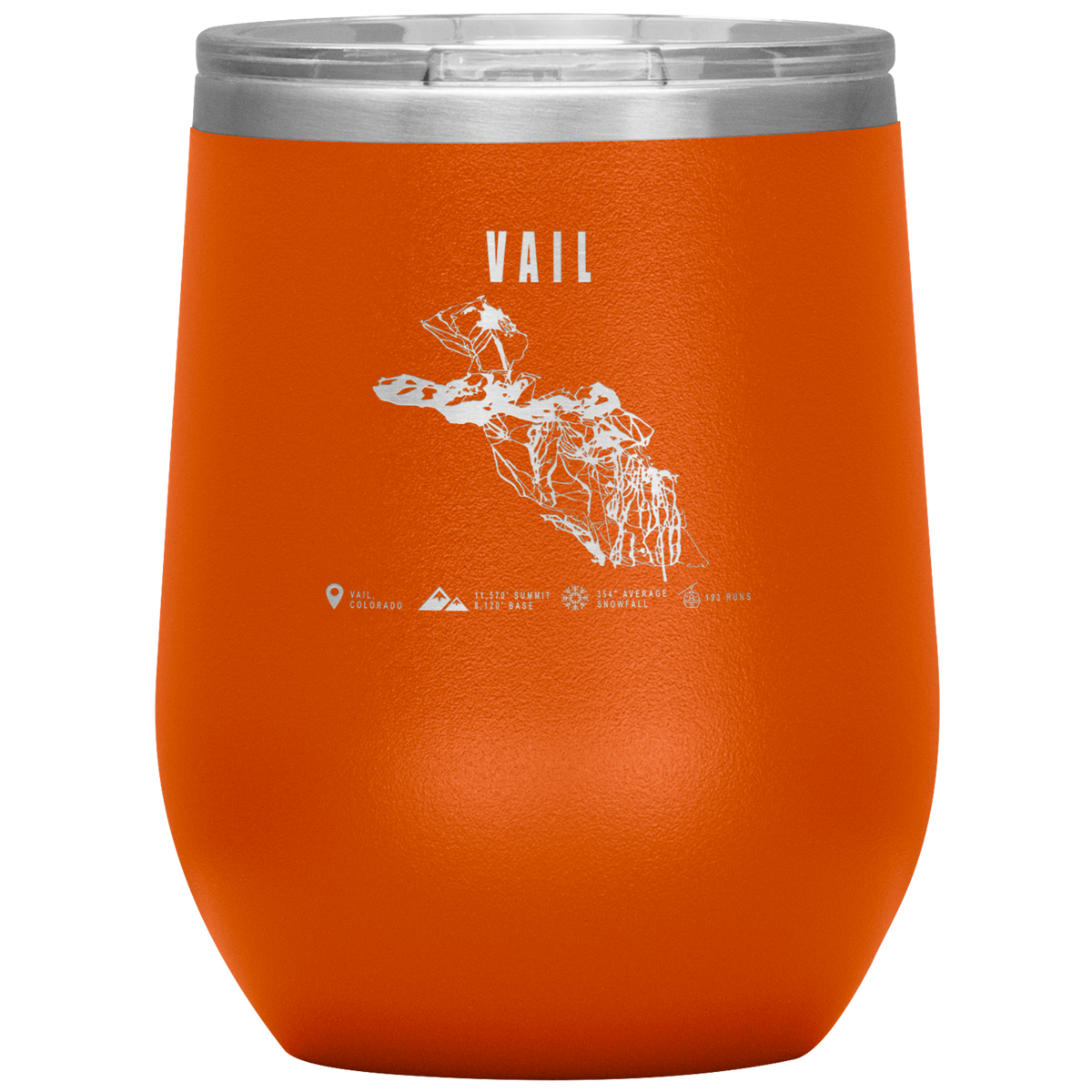 Vail Colorado Ski Trail Map Wine 12oz Tumbler - Powderaddicts