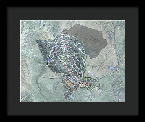 Mount Sunapee Ski Trail Map - Framed Print - Powderaddicts