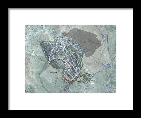 Mount Sunapee Ski Trail Map - Framed Print - Powderaddicts