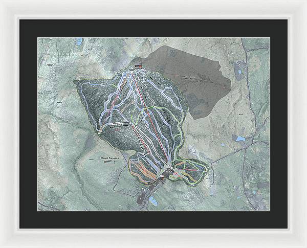 Mount Sunapee Ski Trail Map - Framed Print - Powderaddicts