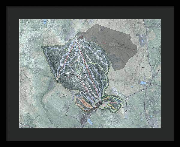 Mount Sunapee Ski Trail Map - Framed Print - Powderaddicts