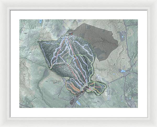Mount Sunapee Ski Trail Map - Framed Print - Powderaddicts