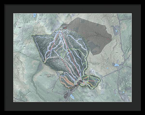 Mount Sunapee Ski Trail Map - Framed Print - Powderaddicts