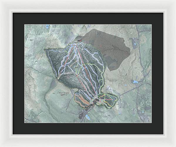 Mount Sunapee Ski Trail Map - Framed Print - Powderaddicts