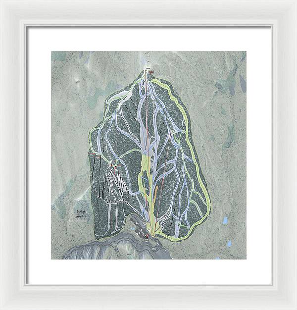 Sunlight Ski Trail Map - Framed Print - Powderaddicts