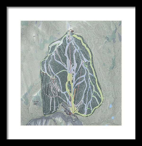 Sunlight Ski Trail Map - Framed Print - Powderaddicts