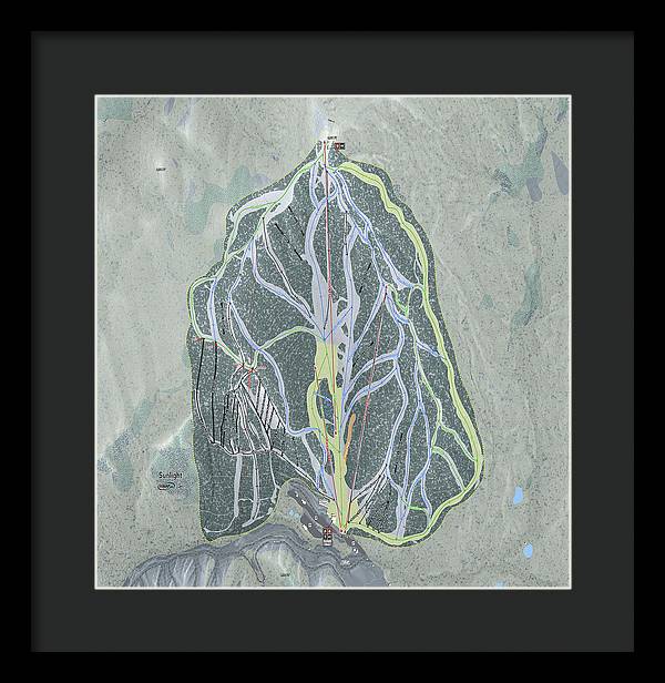 Sunlight Ski Trail Map - Framed Print - Powderaddicts