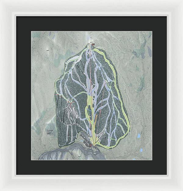 Sunlight Ski Trail Map - Framed Print - Powderaddicts