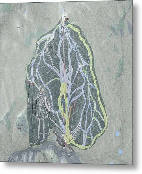 Sunlight Ski Trail Map - Metal Print - Powderaddicts