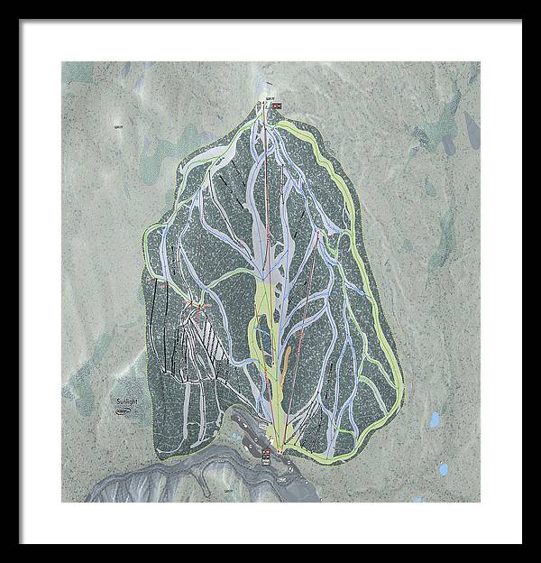 Sunlight Ski Trail Map - Framed Print - Powderaddicts