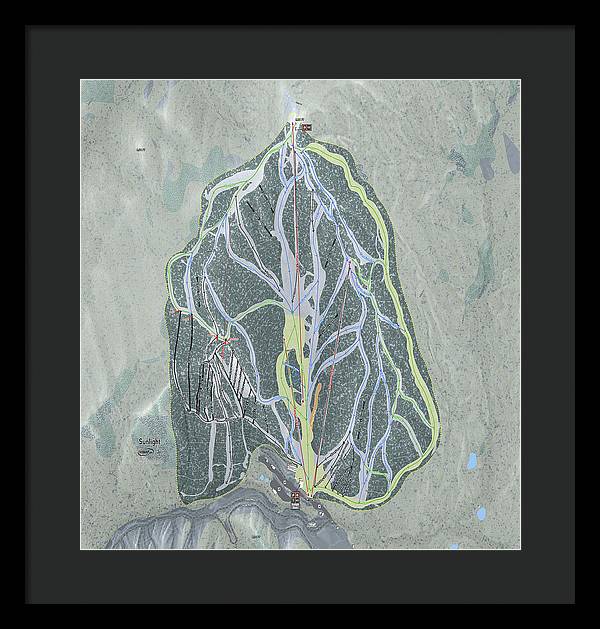 Sunlight Ski Trail Map - Framed Print - Powderaddicts