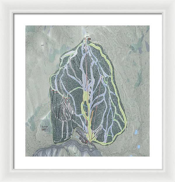 Sunlight Ski Trail Map - Framed Print - Powderaddicts