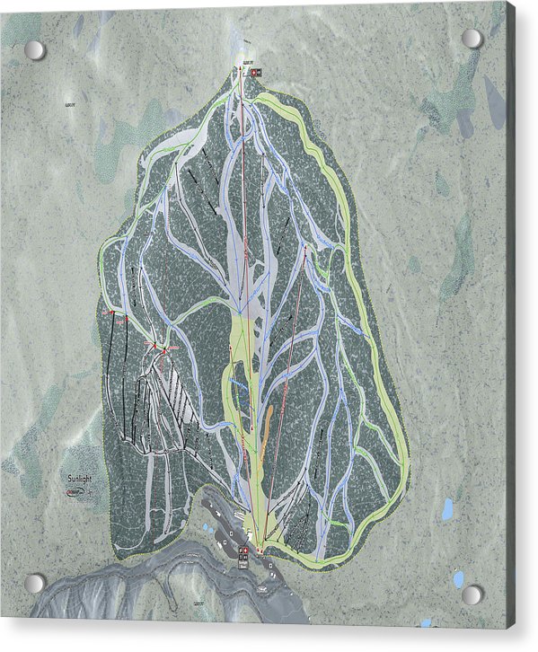 Sunlight Ski Trail Map - Acrylic Print - Powderaddicts