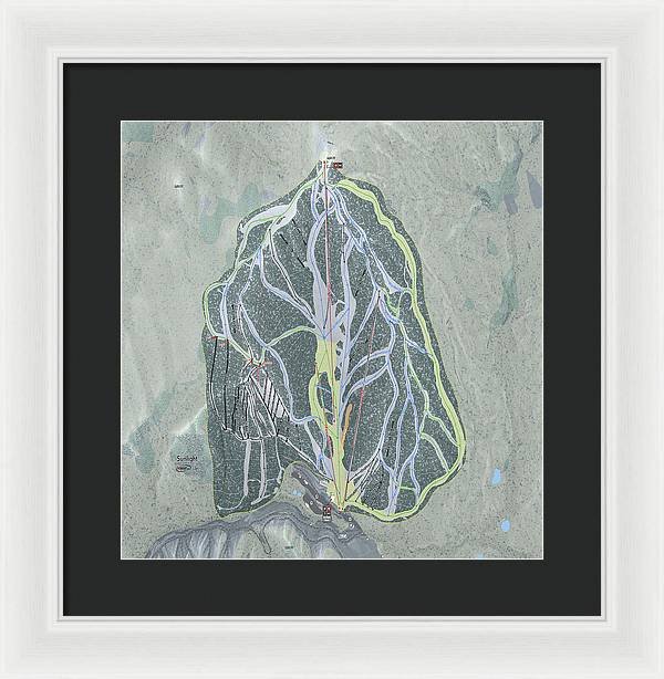 Sunlight Ski Trail Map - Framed Print - Powderaddicts
