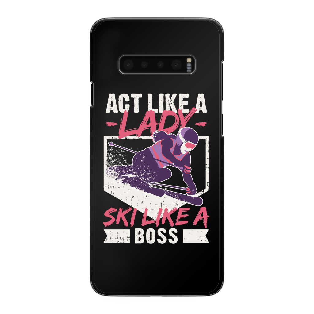 Act Like A Lady Ski Like A Boss Back Printed Black Hard Phone Case - Powderaddicts