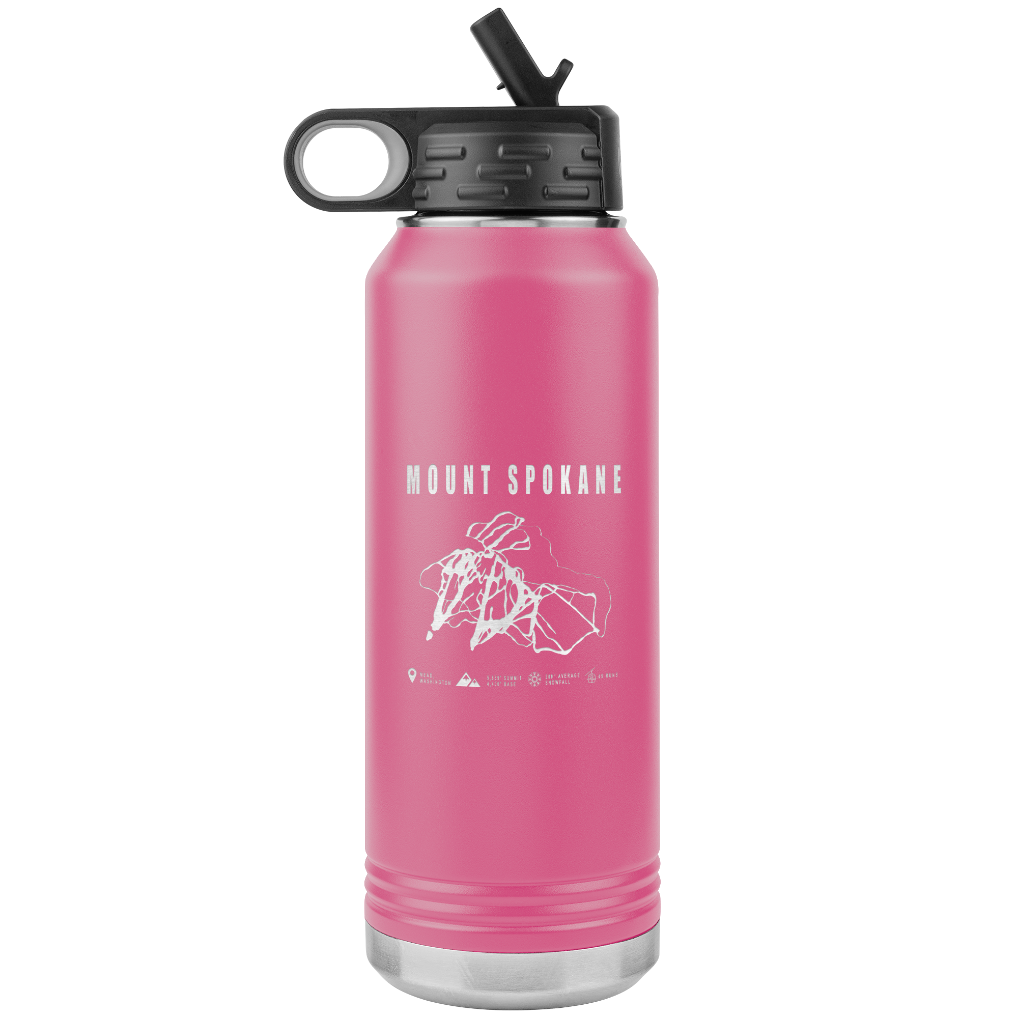 Mount Spokane, Washington Ski Trail Map 32oz Water Bottle Tumbler - Powderaddicts
