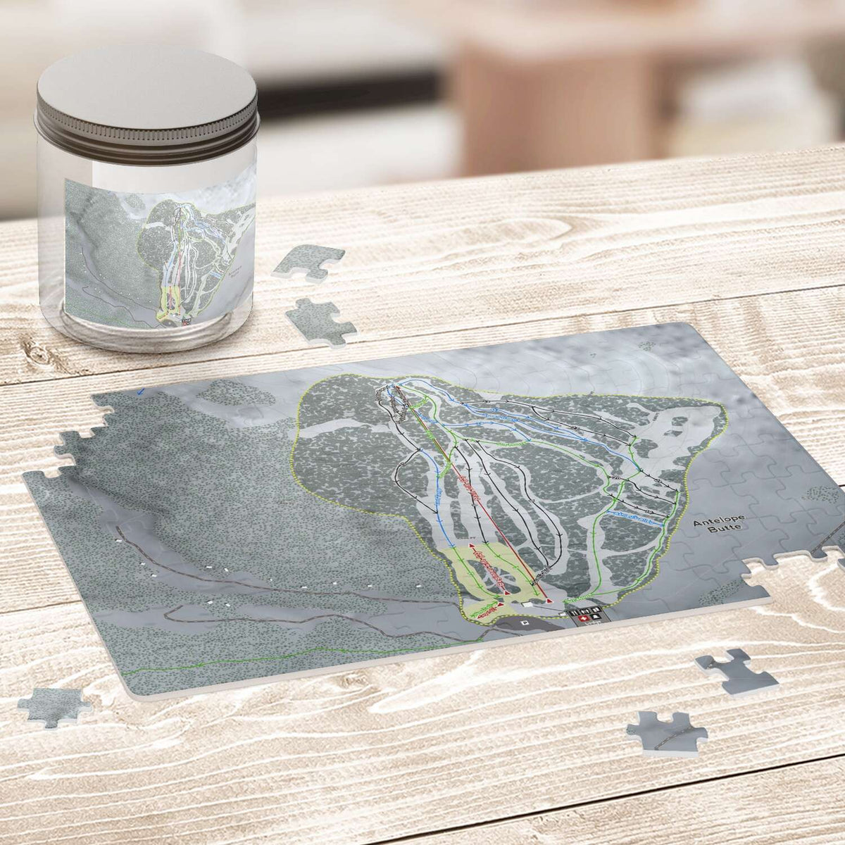 Antelope Butte Wyoming Ski Trail Map Puzzle - Powderaddicts