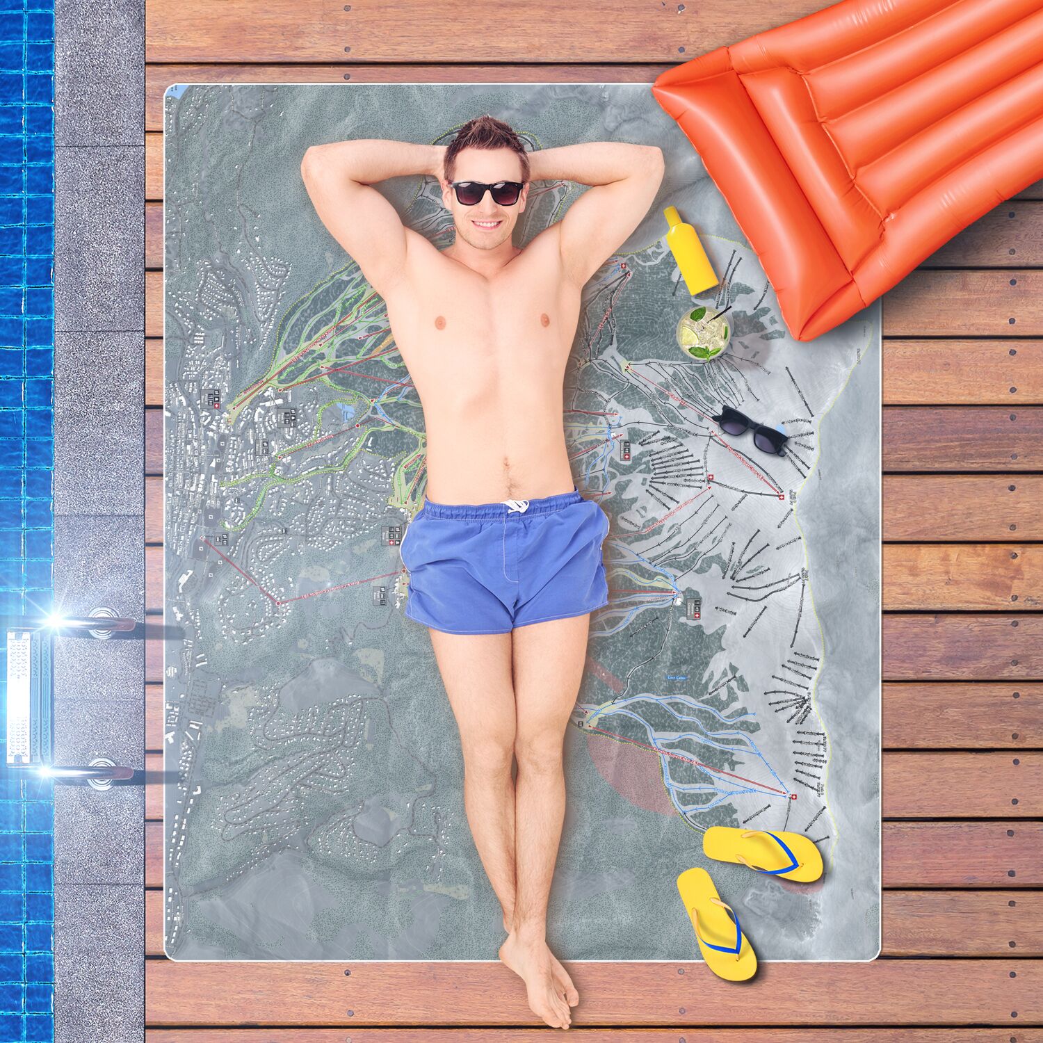 Breckenridge, Colorado Ski Resort Map Printed Beach Towel - Powderaddicts